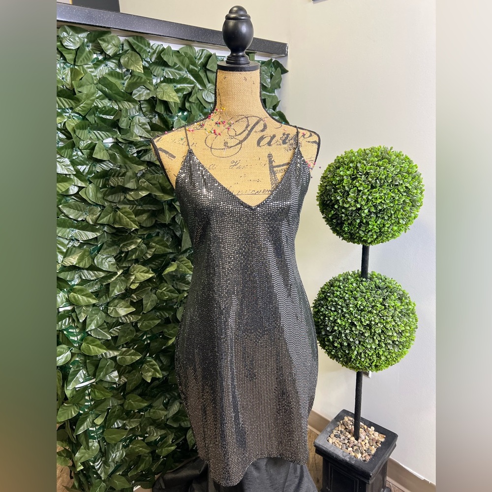 Black Sparkle Spaghetti Strap